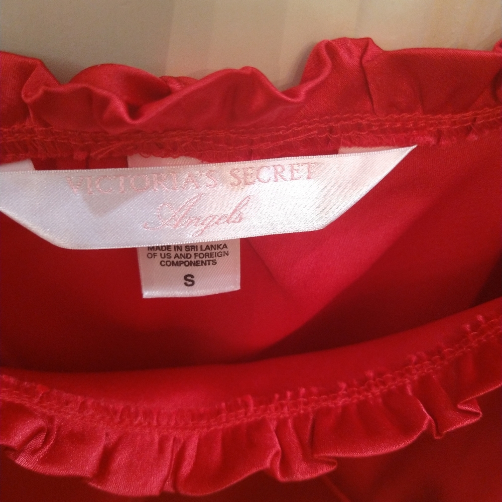 Vintage Victoria's Secret Angel Sz S Red Camisole 100 % Polyester Ruffle Angel - Picture 8 of 10